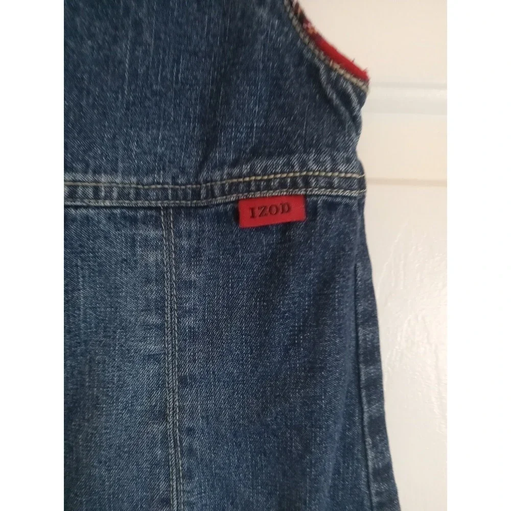 Izod Toddler Girls Jean Jumper Dress Size 4T Sleeveless Denim Jumper Plaid‎ Blue